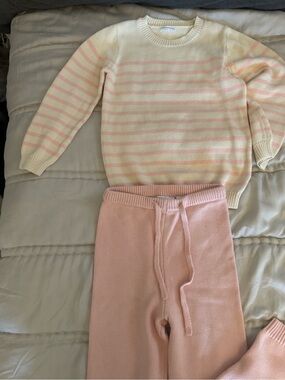 Minnow Soft Pink Stripe Knit Sweater & Pants Set - Kids. NWOT
